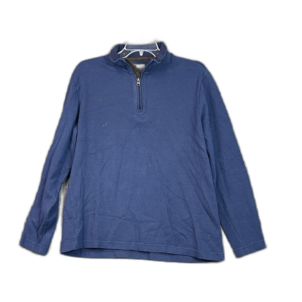 Chaps Quarter Zip Sweater Mens Large Blue Pullover Long Sleeve Winter Cozy Skate